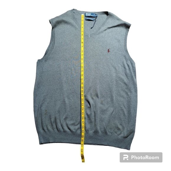 POLO by Ralph Lauren Sweater Vest 2XLT grey with red pony Pima Cotton - Picture 3 of 7